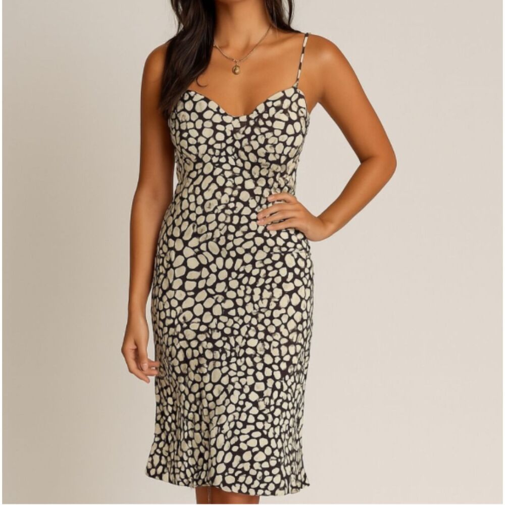 White House Black Market Abstract Print Ruffle Hem Slip Dress Size Medium